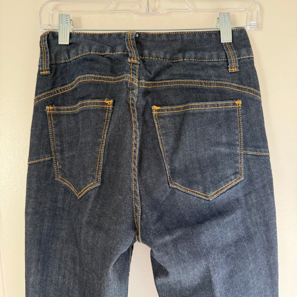 Boston Proper Womens Dark Wash Straight Leg Jeans Double Button Indigo Size 6